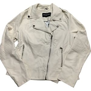 Guess white leather jacket